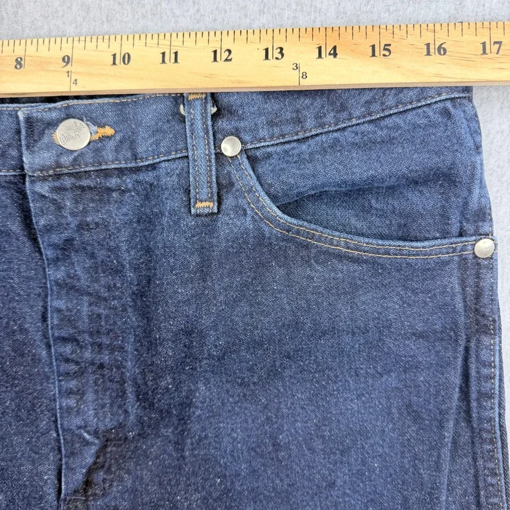 Wrangler 933SEDD Vintage Jeans 35x34 Made in USA Black Patch Dark Indigo Denim